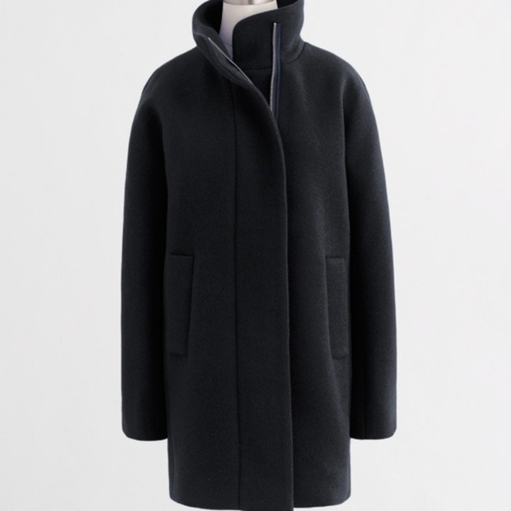 J Crew City Cocoon Coat, Black, Size 2